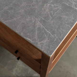 PERNEL JARDIN NIGHT STAND  |  DEEP WALNUT  |  VALENTINA GRIGIO CERAMICA TOP