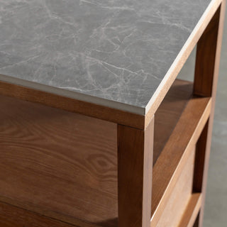 PERNEL JARDIN NIGHT STAND  |  DEEP WALNUT  |  VALENTINA GRIGIO CERAMICA TOP