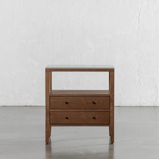 PERNEL JARDIN NIGHT STAND  |  DEEP WALNUT  |  VALENTINA GRIGIO CERAMICA TOP