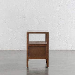 PERNEL JARDIN NIGHT STAND  |  DEEP WALNUT  |  VALENTINA GRIGIO CERAMICA TOP