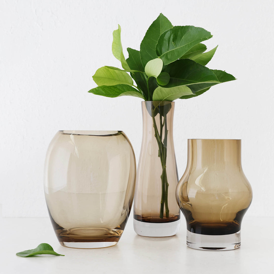 PILA + DANSK + KONIN VASE BUNDLE  |  SMOKED BRONZE GLASS