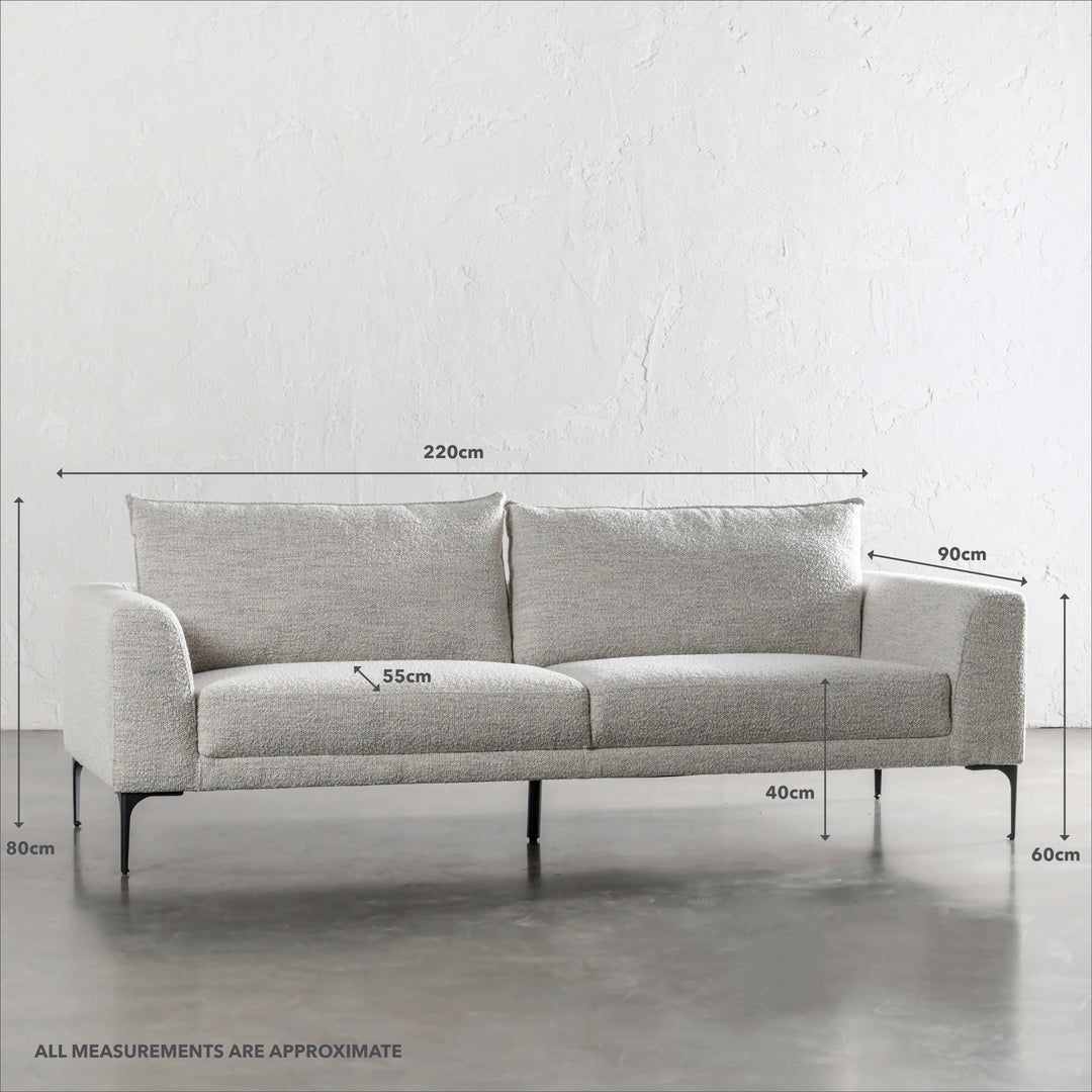 PILOTI 3 SEATER SOFA | ASHEN MIST BOUCLE | MEASUREMENTS