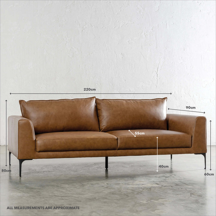 PILOTI 3 SEATER SOFA | DAKOTA SADDLE TAN | MEASUREMENTS