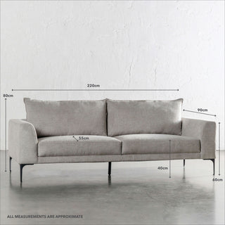 PILOTI 3 SEATER SOFA  |  FLAGSTONE ASH | MEASUREMENTS
