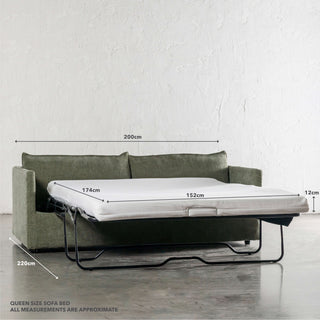 PILOTI BREMAN SLIP COVER SOFA BED  |  3.5 SEATER  |  CYPRESS VINE GREEN | MEASUREMENTS