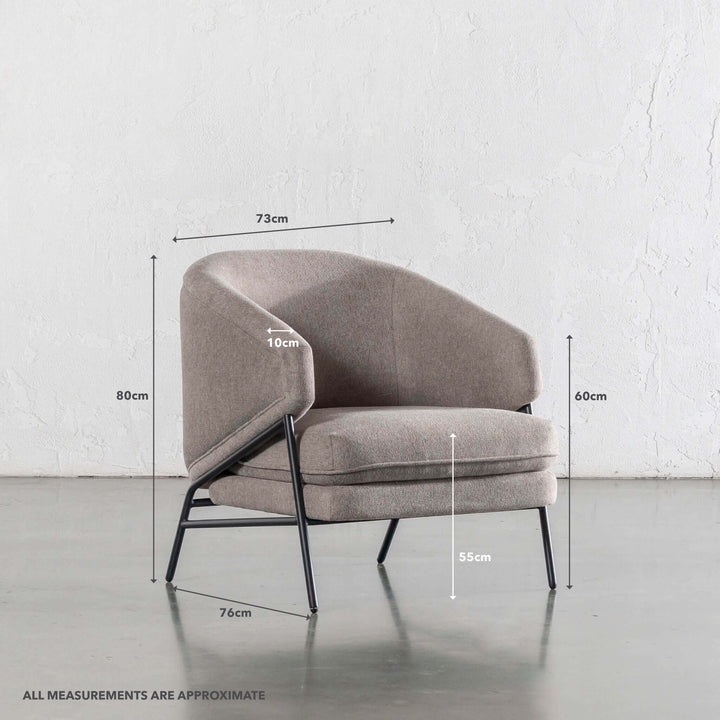 PILOTI ESSEN ARMCHAIR  |  BEDARRA SAND | MEASUREMENTS