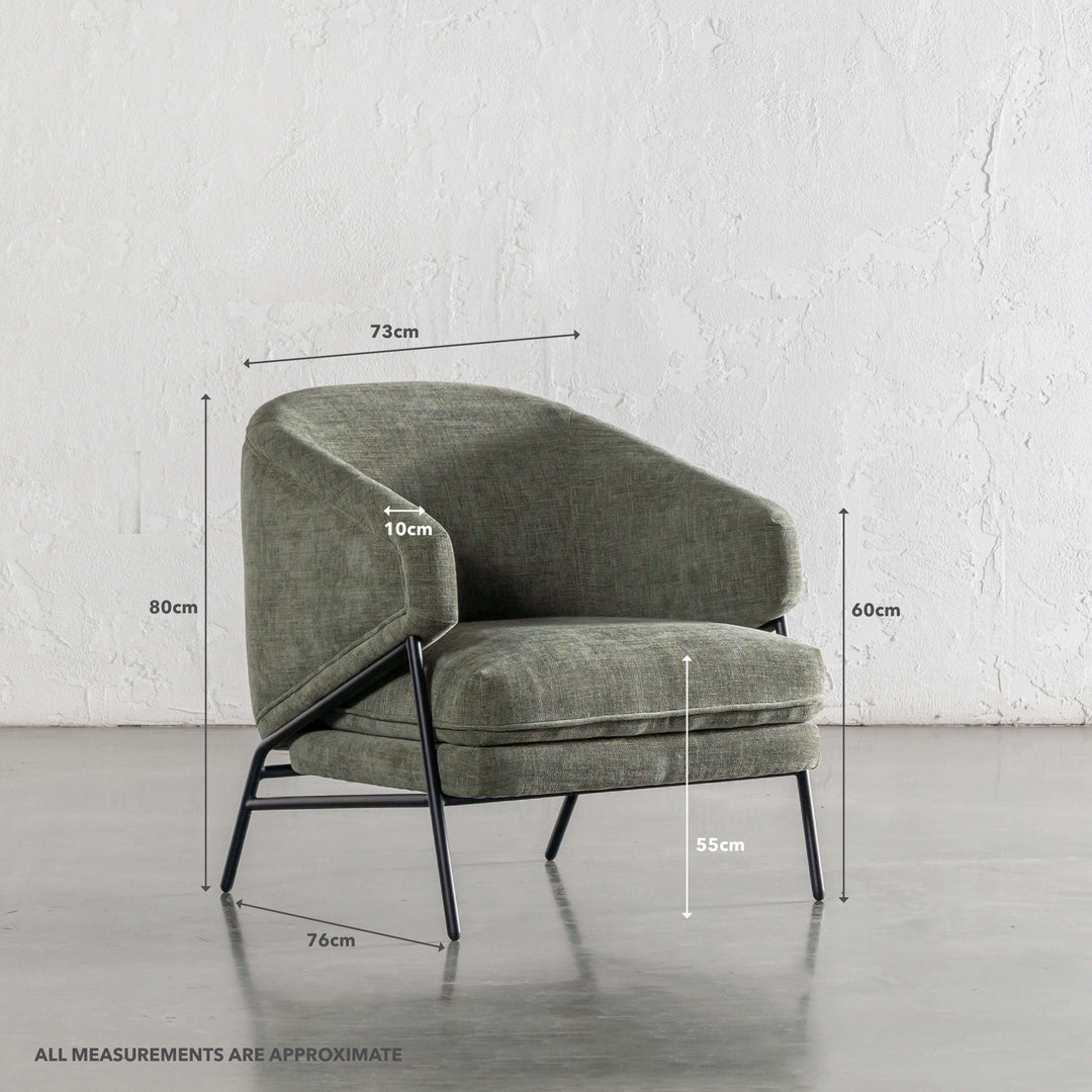 PILOTI ESSEN ARMCHAIR | CYPRESS VINE GREEN | MEASUREMENTS
