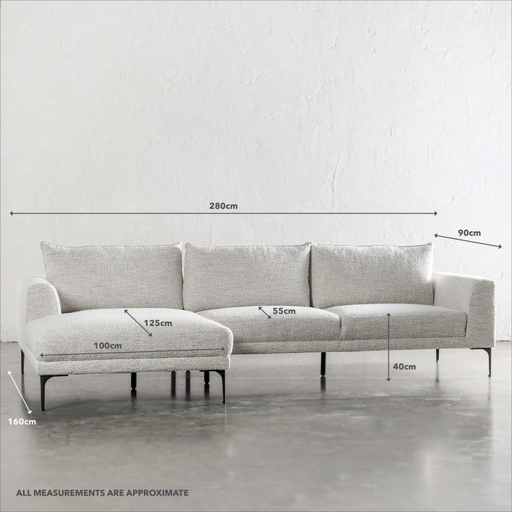 PILOTI MODULAR LOUNGE SOFA | ASHEN MIST BOUCLE | MEASUREMENTS