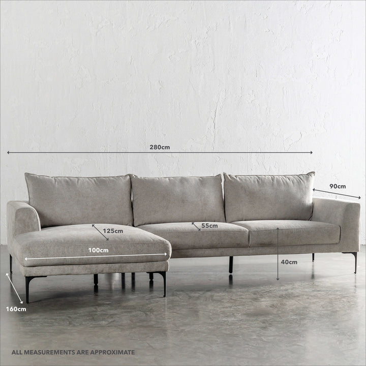 PILOTI MODULAR LOUNGE SOFA | FLAGSTONE ASH | MEASUREMENTS