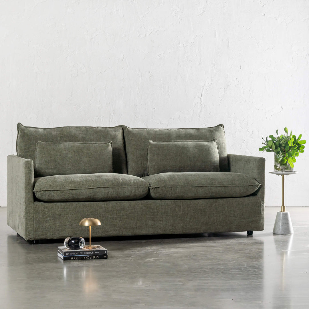 PILOTI BREMAN SLIP COVER SOFA BED  |  3.5 SEATER  |  CYPRESS VINE GREEN