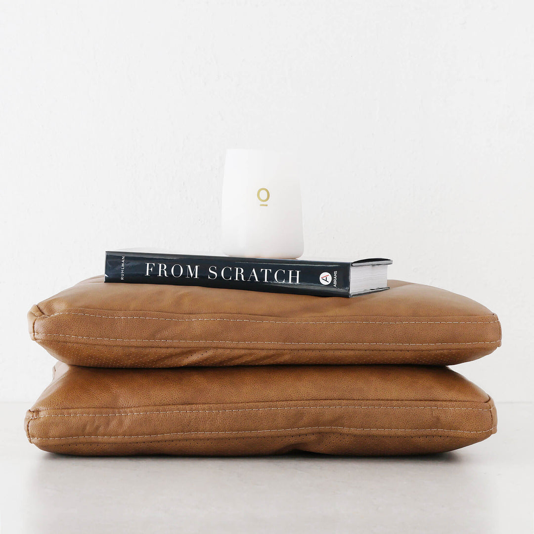 PILOTI LEATHER SCATTER CUSHION  |  45X45CM  |  DAKOTA SADDLE TAN  |  BUNDLE STACK