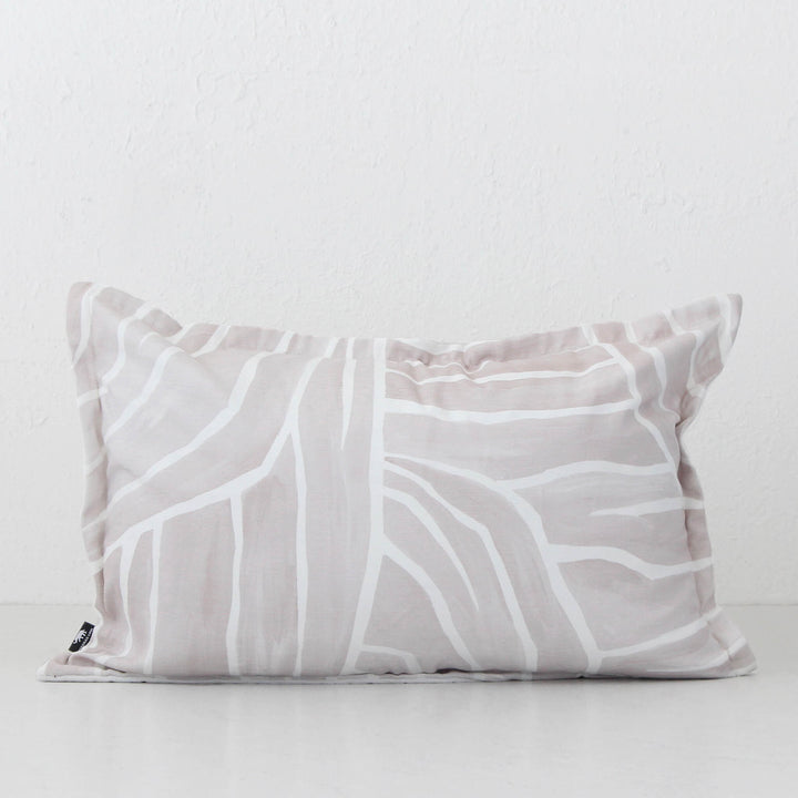 75% FINAL SALE  |  PIPER CUSHION  |  40 x 60  |  BEIGE + WHITE