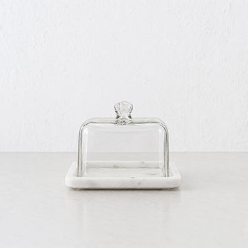 PISANI RECTANGLE BUTTER DISH  |  GLASS CLOCHE + WHITE MARBLE