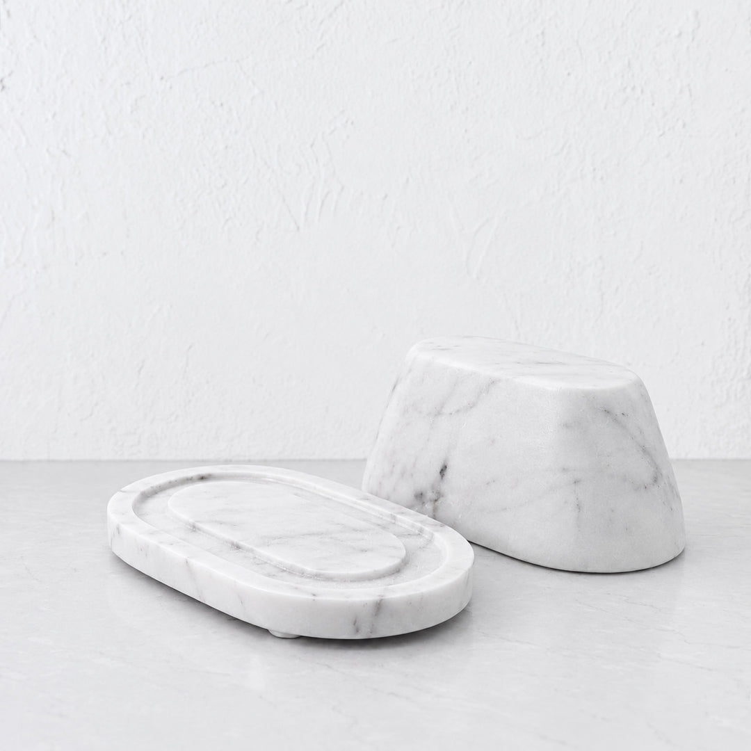 PISANI RECTANGLE BUTTER DISH  |  WHITE MARBLE