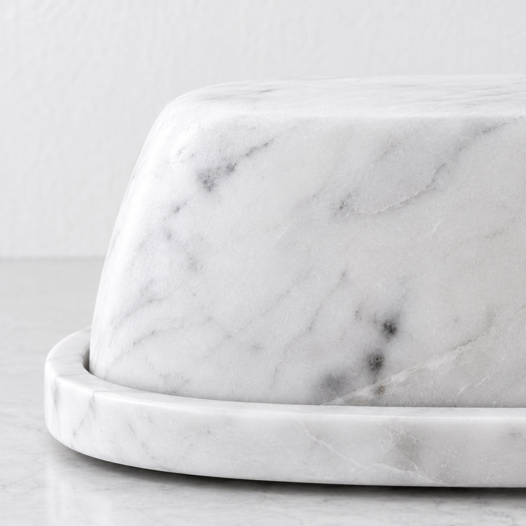 PISANI RECTANGLE BUTTER DISH  |  WHITE MARBLE