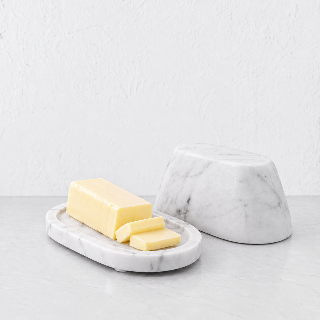 PISANI RECTANGLE BUTTER DISH  |  WHITE MARBLE