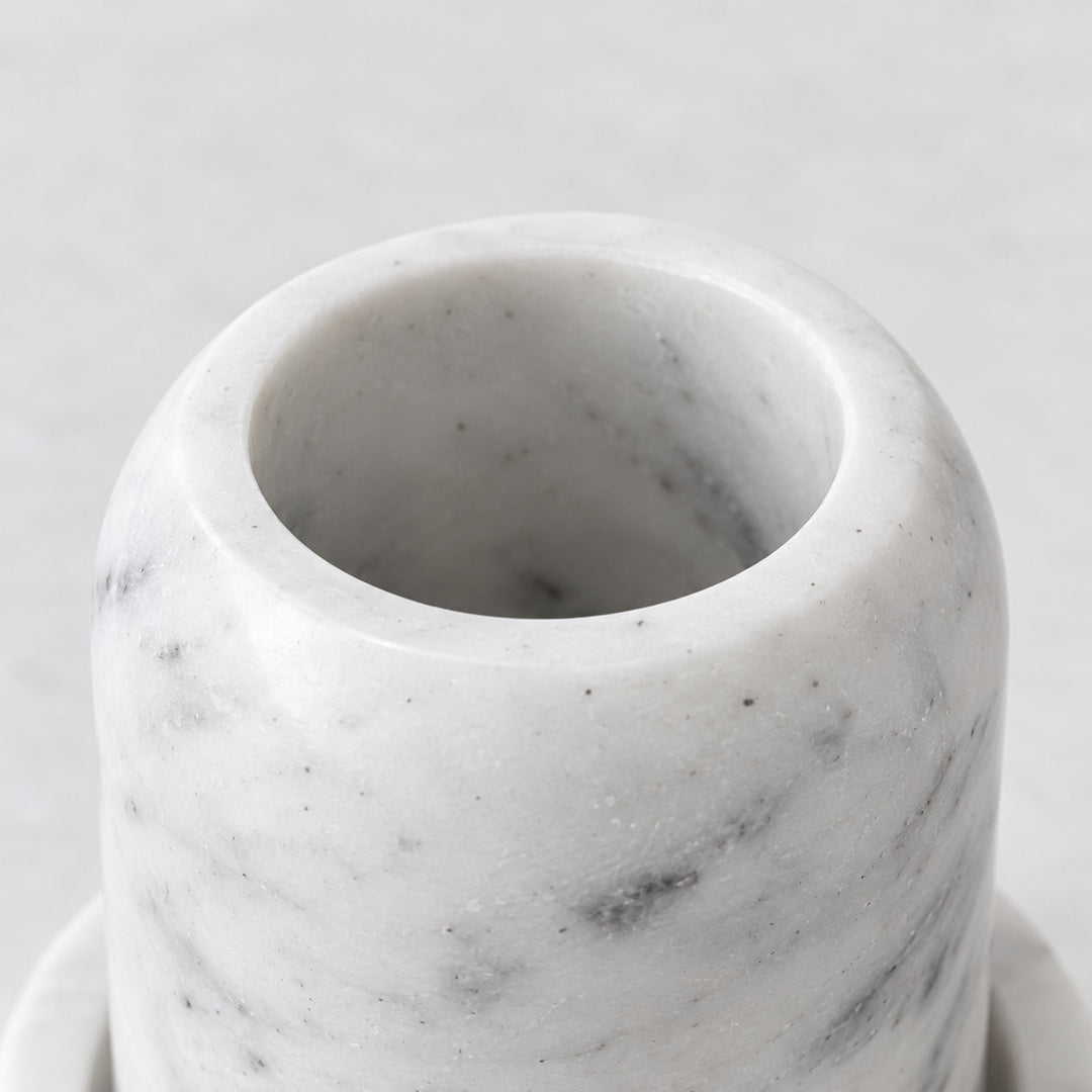 PISANI ROUND BUTTER DISH  |  GLASS CLOCHE + WHITE MARBLE