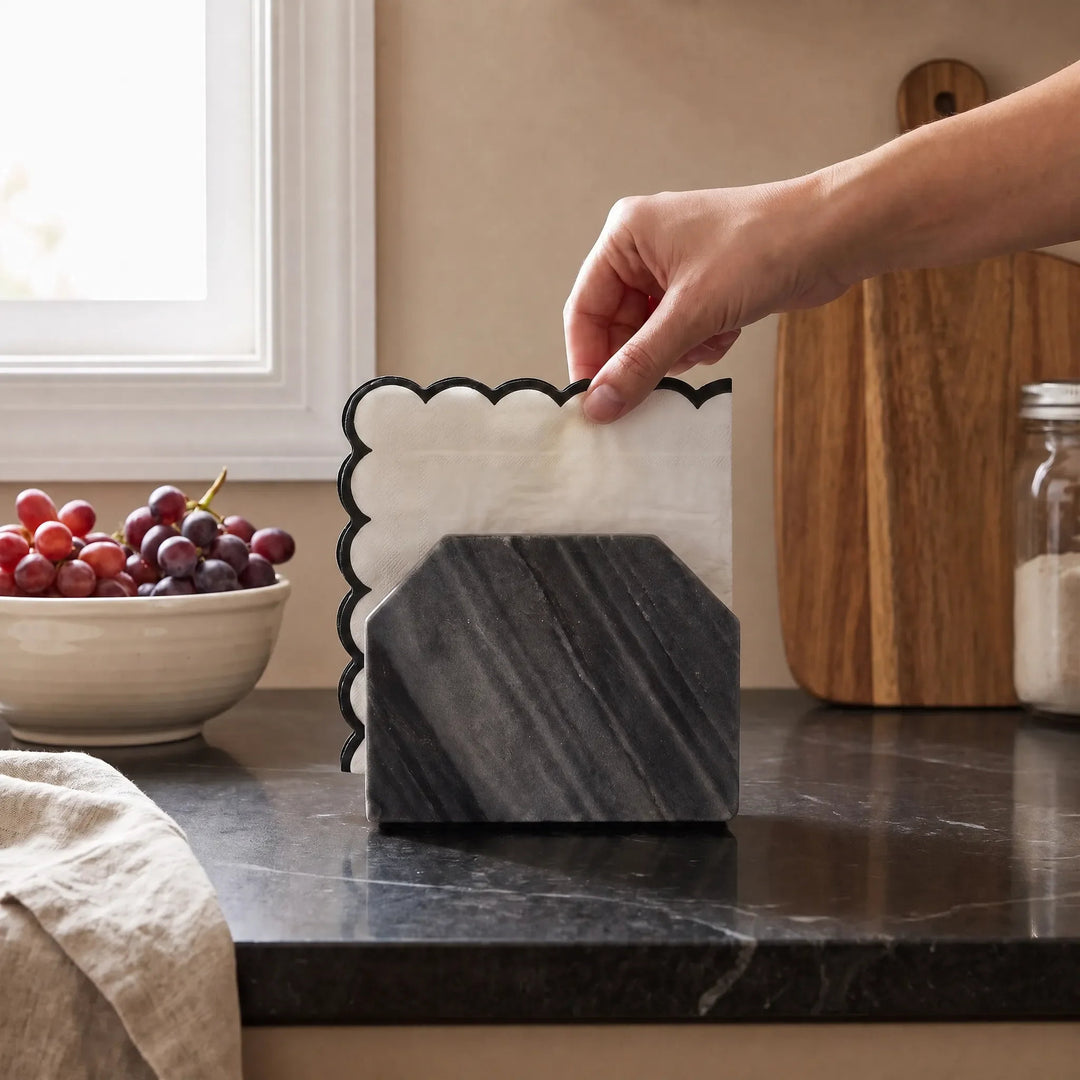 PISANI SQUARE NAPKIN HOLDER  |  GREY MARBLE