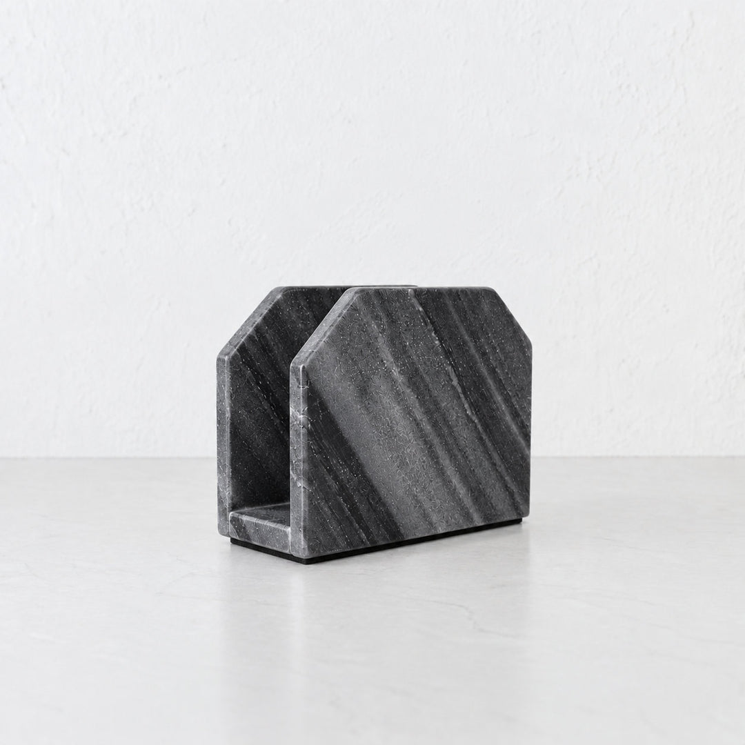 PISANI SQUARE NAPKIN HOLDER  |  GREY MARBLE