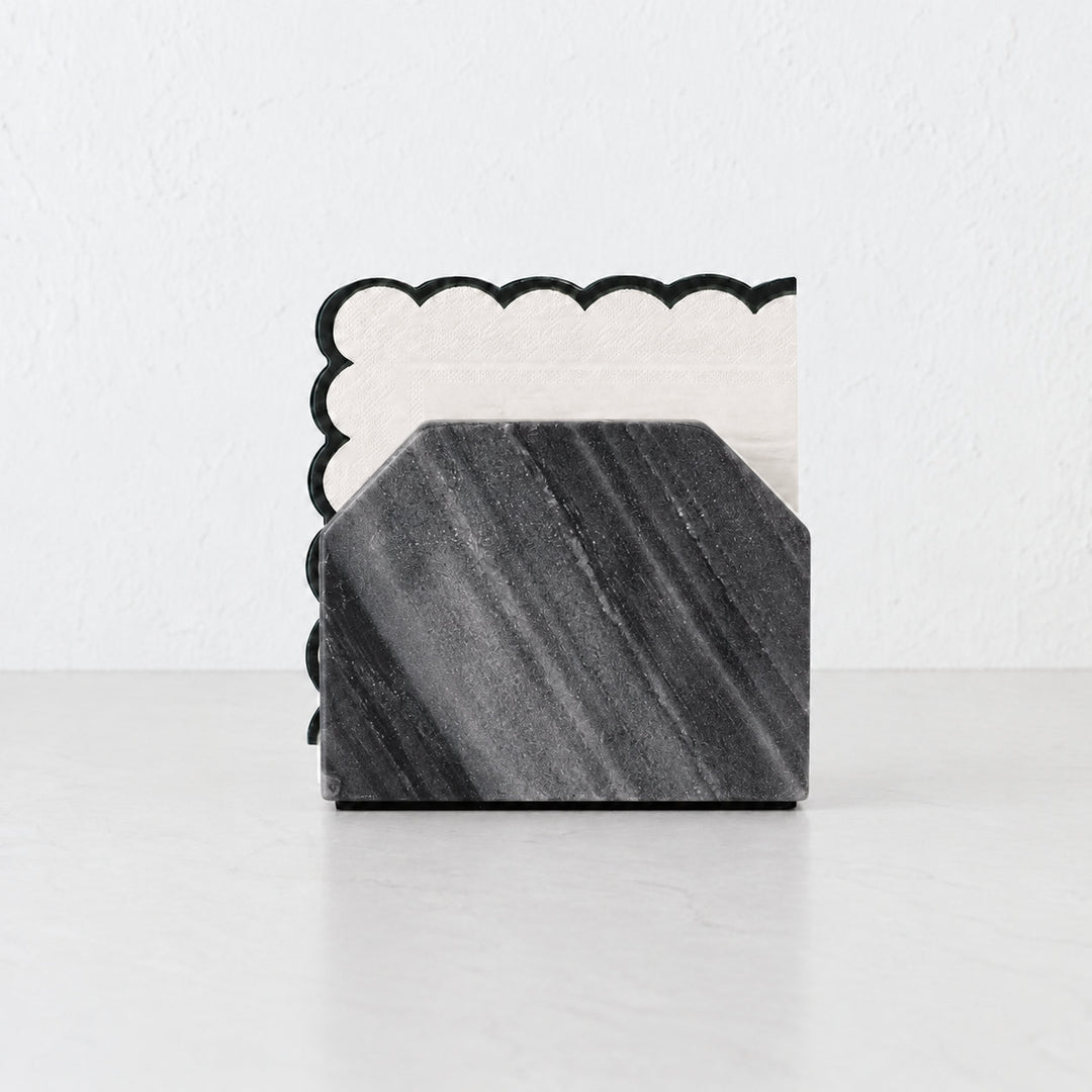 PISANI SQUARE NAPKIN HOLDER  |  GREY MARBLE