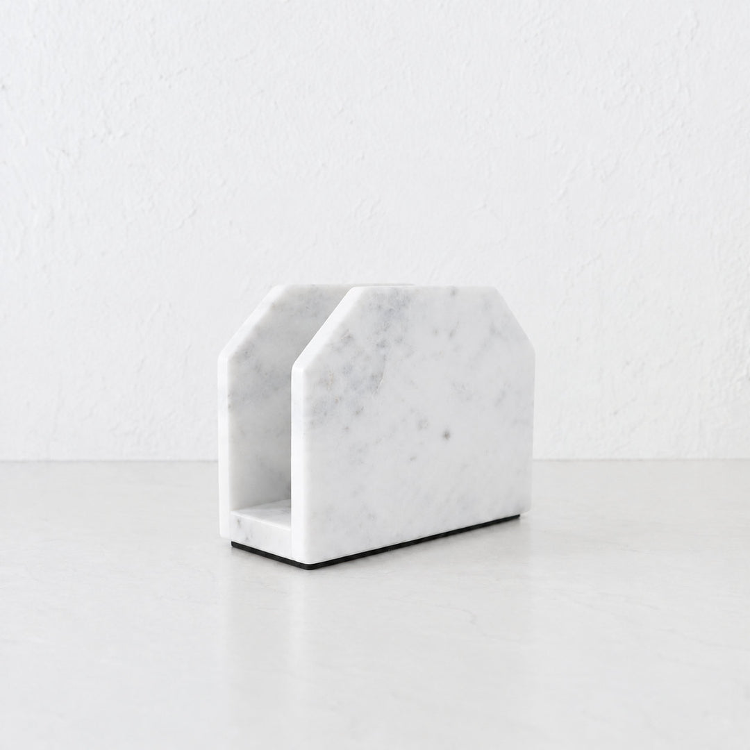 PISANI SQUARE NAPKIN HOLDER  |  WHITE MARBLE