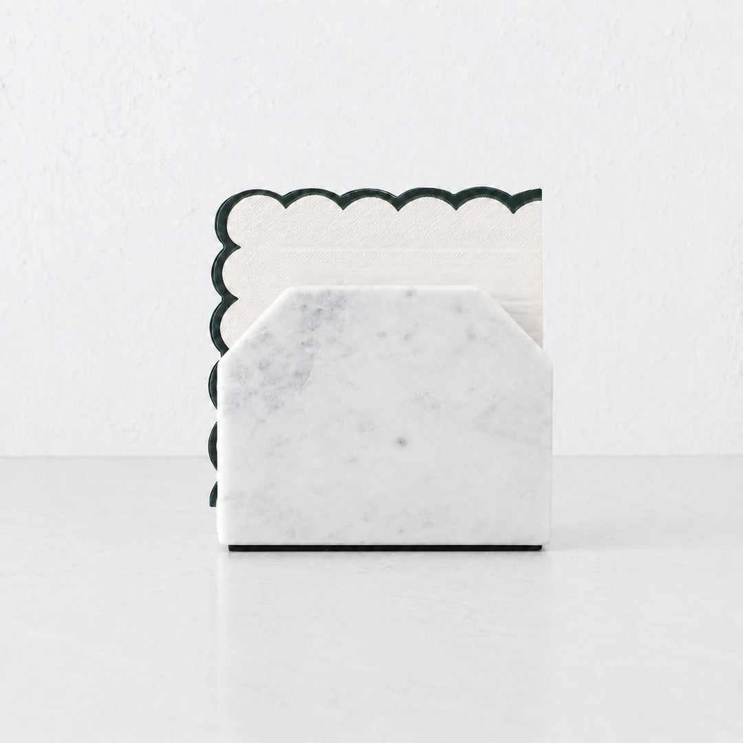PISANI SQUARE NAPKIN HOLDER  |  WHITE MARBLE