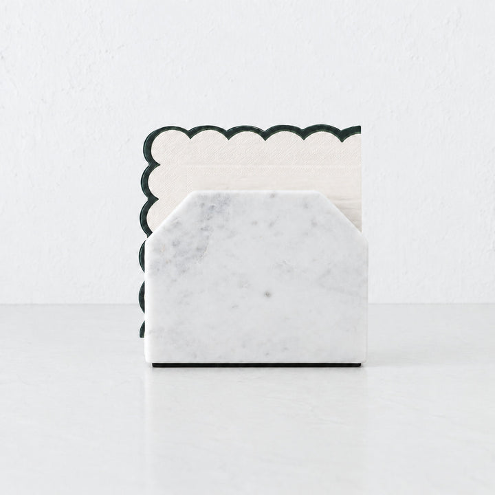 PISANI SQUARE NAPKIN HOLDER  |  WHITE MARBLE