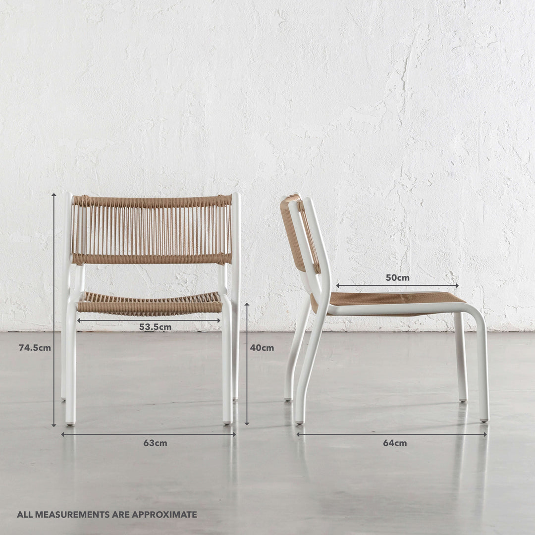 PISCINA BALCONY 3 PCE SETTING | MILK WHITE + NATURAL | CHAIR MEASUREMENTS
