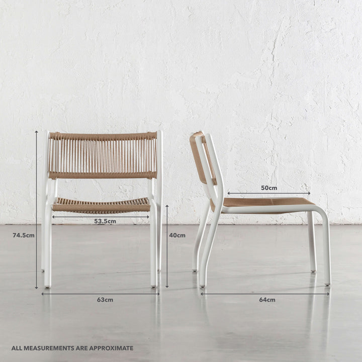 PISCINA BALCONY 3 PCE SETTING | MILK WHITE + NATURAL | CHAIR MEASUREMENTS