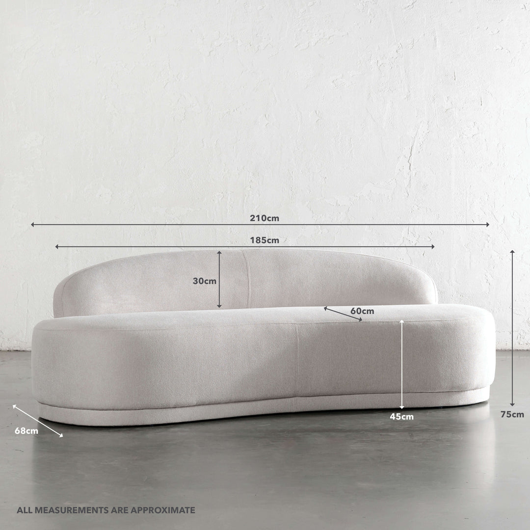 PONTOUX 3 SEATER CURVED SOFA  |  CANYON SAND HAZE | MEASUREMENTS
