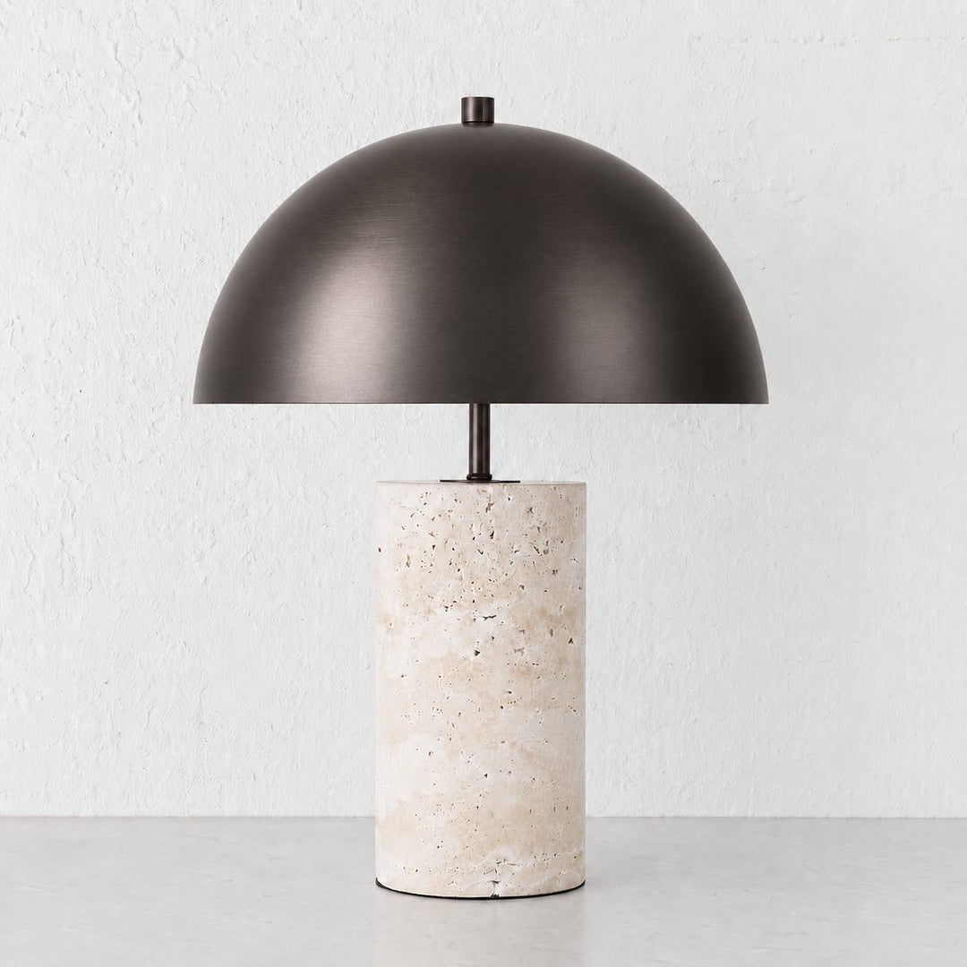 PORTO MONIZ TABLE LAMP  |  50CM  |  DARK BRASS + TRAVERTINE