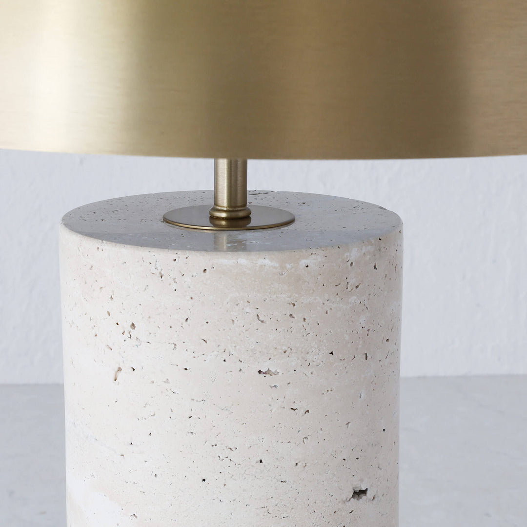 PORTO MONIZ TABLE LAMP  |  50CM  |  ANTIQUE BRASS + TRAVERTINE