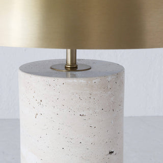 PORTO MONIZ TABLE LAMP  |  50CM  |  ANTIQUE BRASS + TRAVERTINE