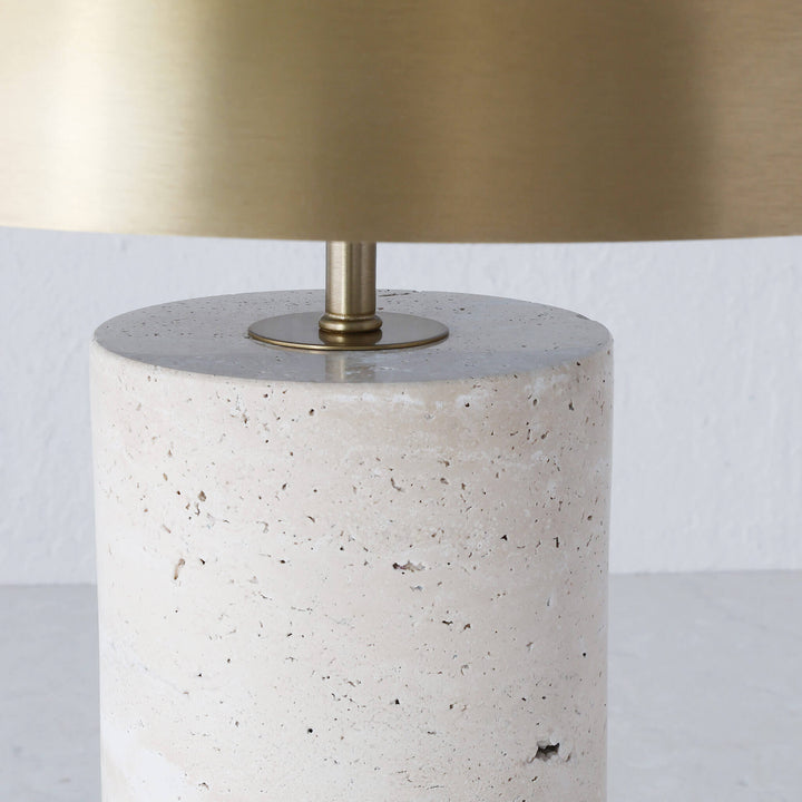 PORTO MONIZ TABLE LAMP  |  50CM  |  ANTIQUE BRASS + TRAVERTINE