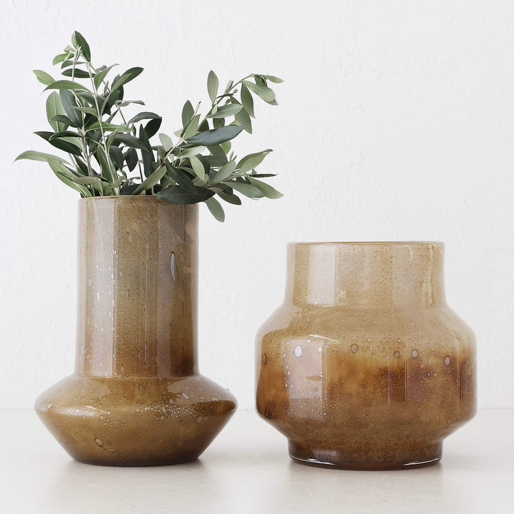 PRALI VASE  |  MED + TALL BUNDLE X2  |  BURNT AMBER GLASS