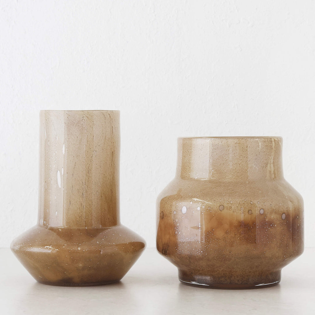PRALI VASE BUNDLE X2  |  MED + TALL  |  BURNT AMBER GLASS