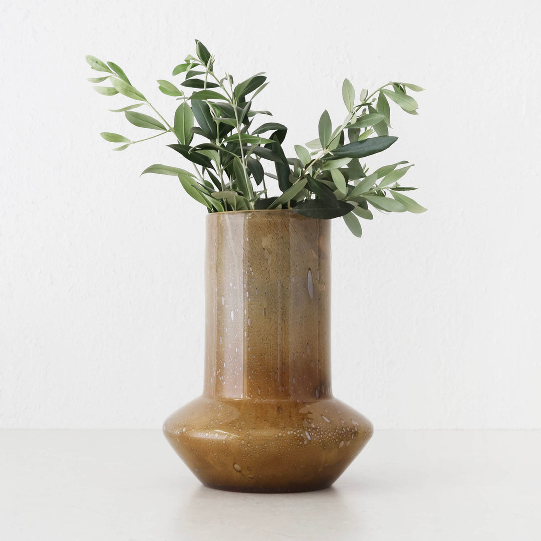 PRALI VASE  |  TALL 26CM  |  BURNT AMBER GLASS
