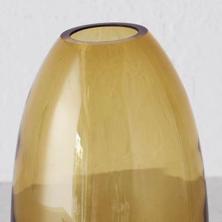 LIVING BY DESIGN EXCLUSIVE  |  PRELLI HAND BLOWN GLASS VASE | LARGE |  AMBER GLASS