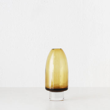 LIVING BY DESIGN EXCLUSIVE  |  PRELLI HAND BLOWN GLASS VASE | LARGE  |  AMBER GLASS