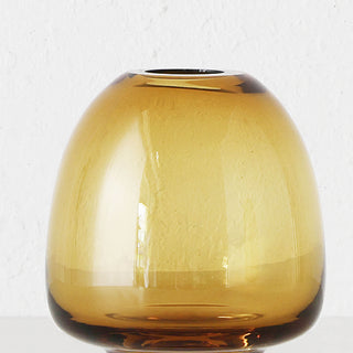 LIVING BY DESIGN EXCLUSIVE  |  PRELLI HAND BLOWN GLASS VASE | MEDIUM  |  AMBER GLASS