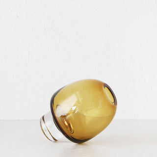LIVING BY DESIGN EXCLUSIVE  |  PRELLI HAND BLOWN GLASS VASE | MEDIUM  |  AMBER GLASS