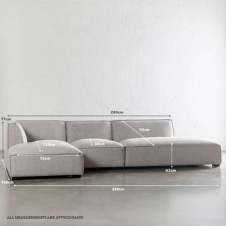 PROVATO MODULAR OPEN ENDED SOFA  |  DEEP SANDY DRIFT APPROXIMATE DIAGRAM