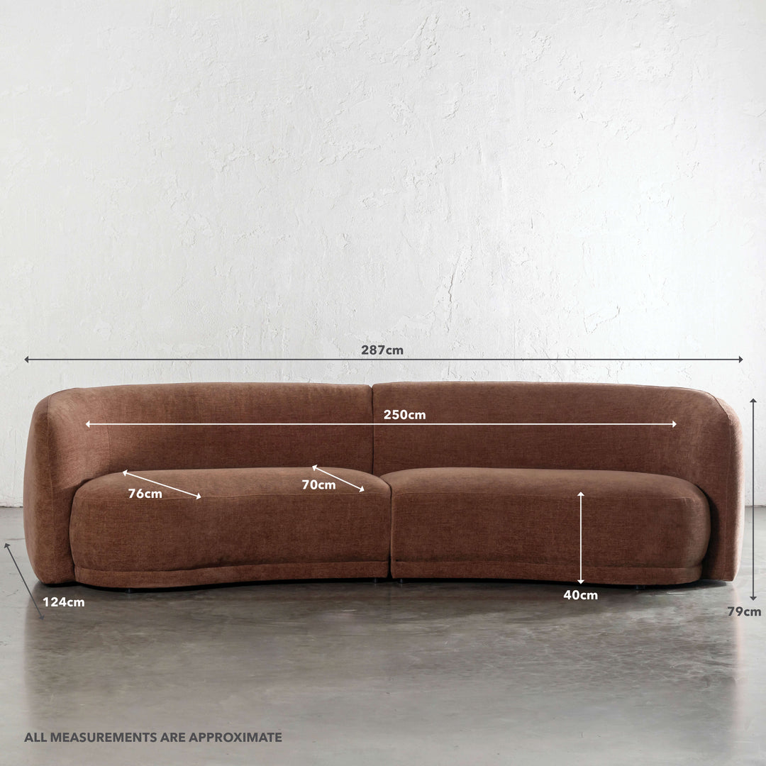 PURBECK CURVED SOFA  |  CLOVE DUST | MEASUREMENTS