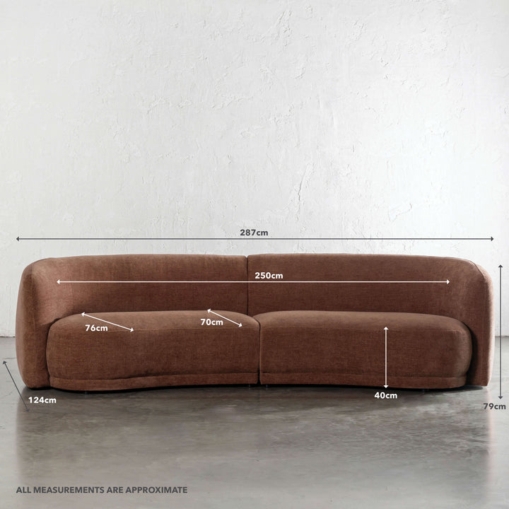 PURBECK CURVED SOFA  |  CLOVE DUST | MEASUREMENTS
