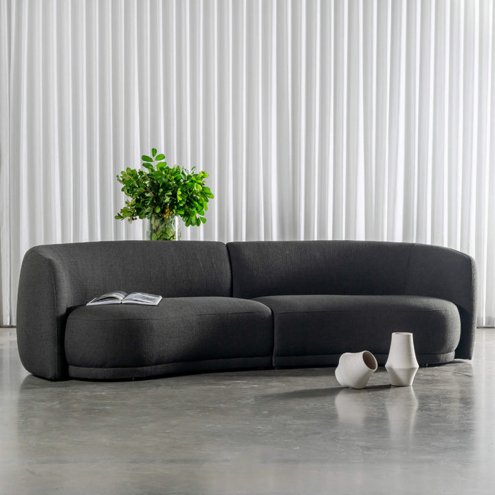 PURBECK CURVED SOFA  |  BLADE OLIVE WEAVE