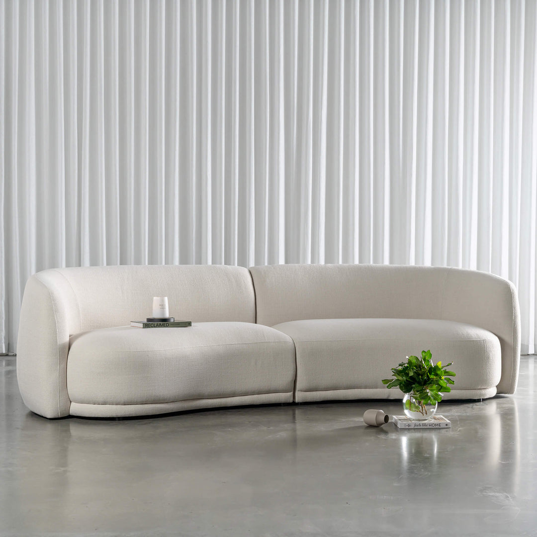 PURBECK CURVED SOFA  |  SKIMMING STONE WEAVE