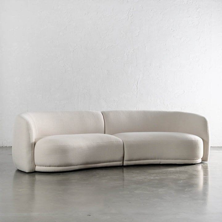 PURBECK CURVED SOFA UNSTYLED  |  SKIMMING STONE WEAVE