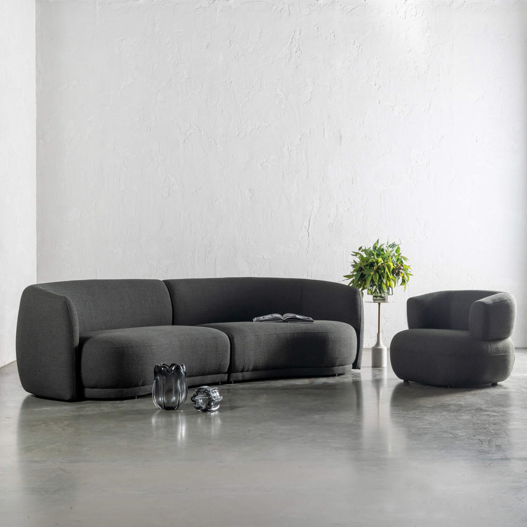 PURBECK CURVED SOFA  |  BLADE OLIVE WEAVE