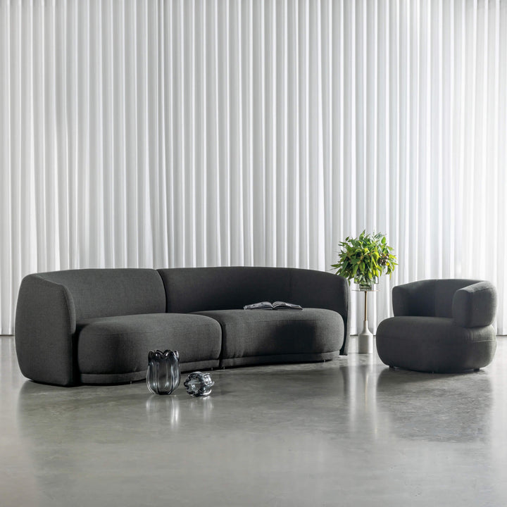 PURBECK CURVED SOFA  |  BLADE OLIVE WEAVE