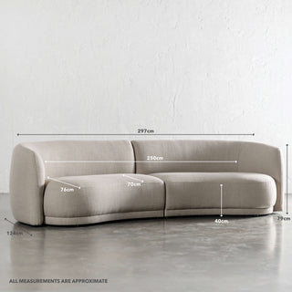 PURBECK CURVED SOFA | DEEP MANUKA WEAVE | MEASUREMENTS